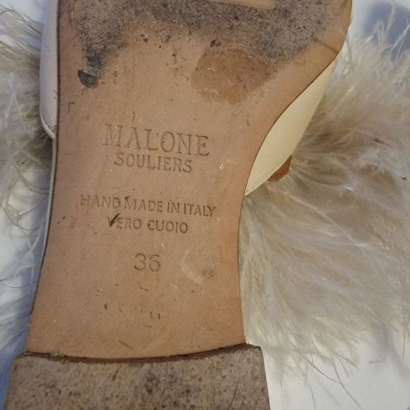 Malone Souliers 'Marina' Feather Satin Hollywood Starlet Glam Slides - Picture 9 of 11